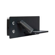 Vegglampe Design black med hylle USB/Wireless