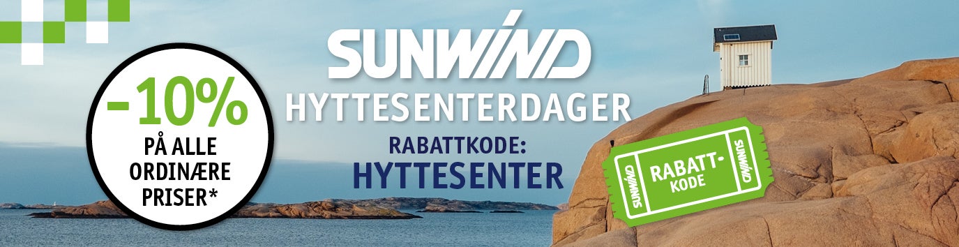 *Rabatten gjelder ikke aggregater, badsturom og -hytter, Wallas, nett-tilknyttet solcelleanlegg, kraftpakker og allerede nedsatte varer.