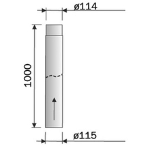 Monteringsrør uisolert, 100 cm, sort