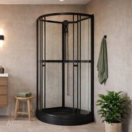 AI generert bilde av Dusjkabinett Aurora Black - 90 x 90 x 195 cm