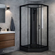 AI generert bilde av Dusjkabinett Elsa Black - 90 x 90 x 205 cm