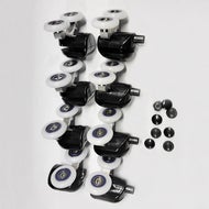 Hjulsett - Aurora dusj Round. Sorte - sett for 2 dører (8 stk)