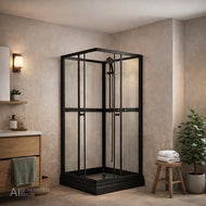 AI generert bilde av Dusjkabinett Jasmine Black - 90 x 90 x 195 cm