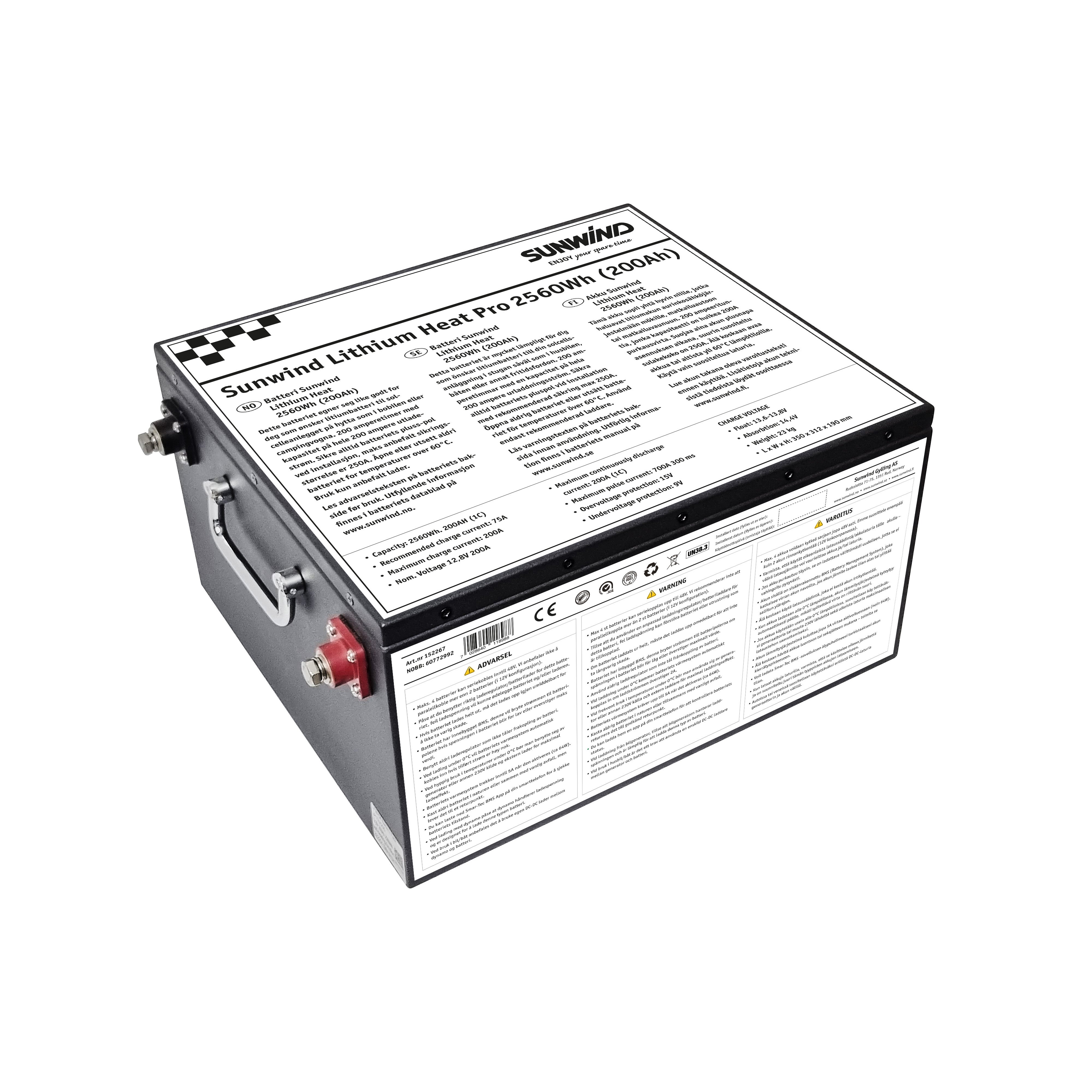 Batteri Sunwind Lithium Heat 200At / 2560 Wt