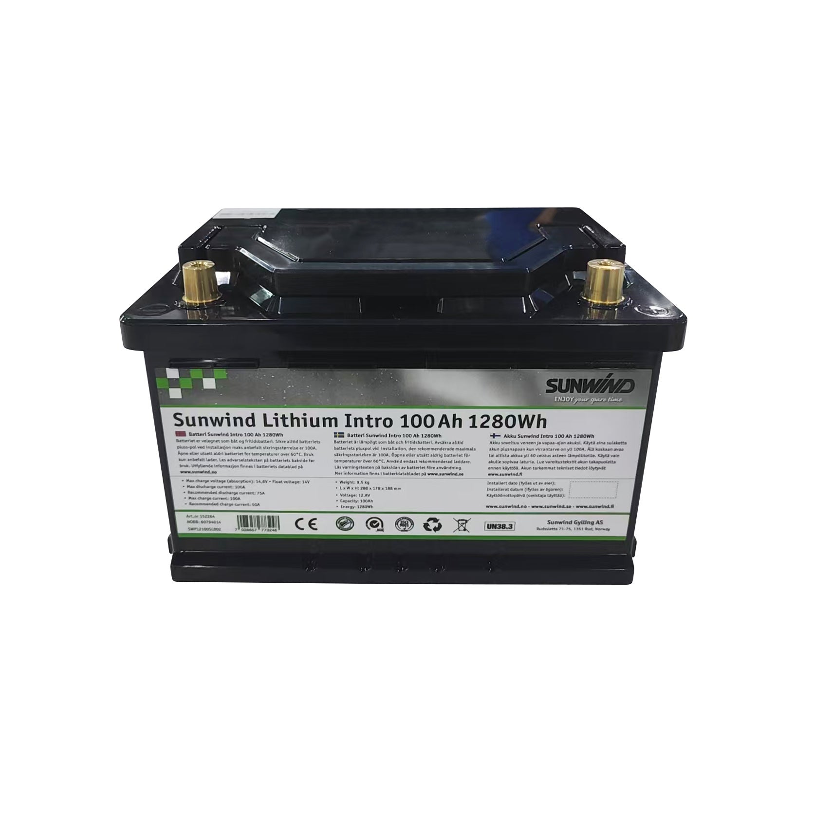 Batteri Sunwind Lithium Intro 100At / 1280 Wt