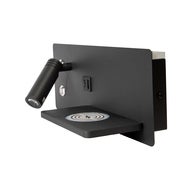 Vegglampe Design black med hylle USB/Wireless