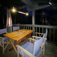 Terrassevarmer takhengt, elektrisk, sort