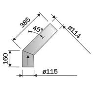 Monteringsrør uisolert, 45 grader, sort